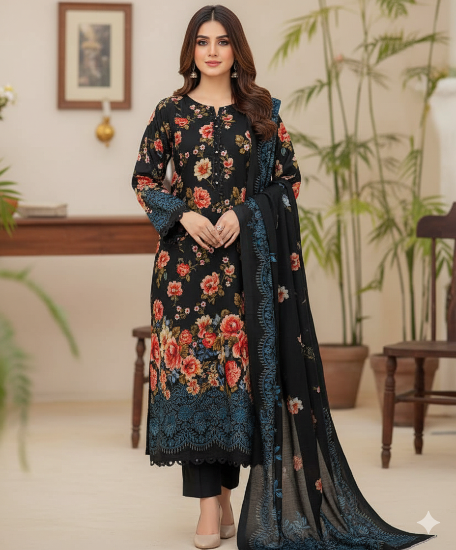 3 Piece Khaddar Suit