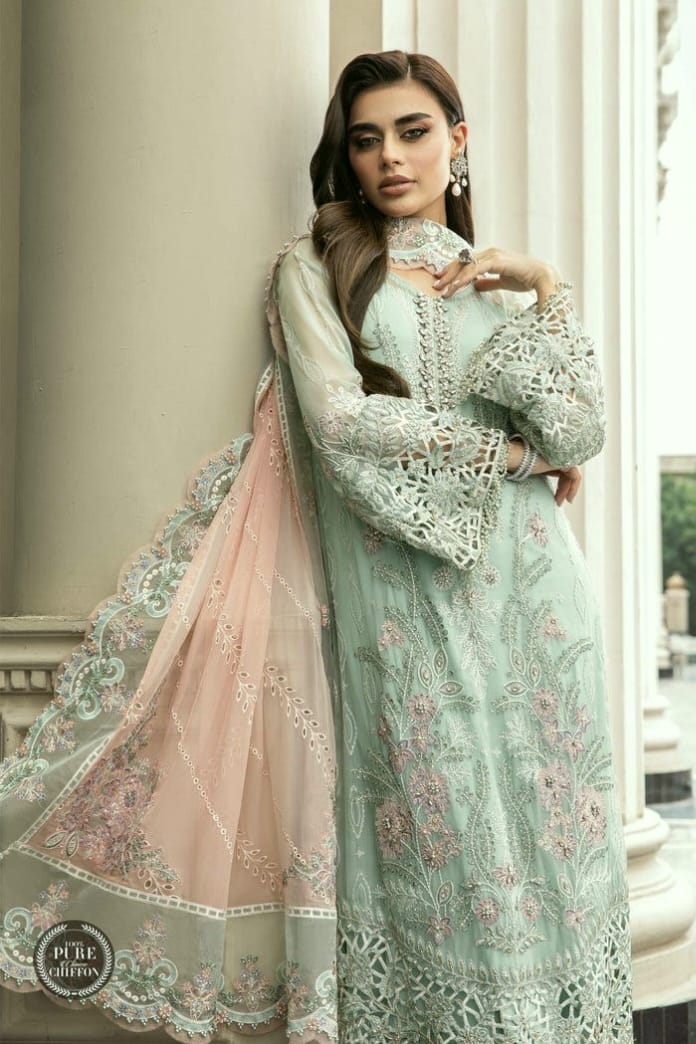 Chiffon embroidered luxury unstitched 3pc✓ - Image 2