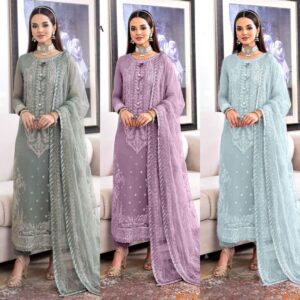 Elegant Chiffon Embroidered 3 Piece Dress