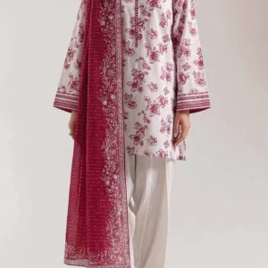 Alternative view of Unstitched Printed Self Strip Lawn 3 Piece