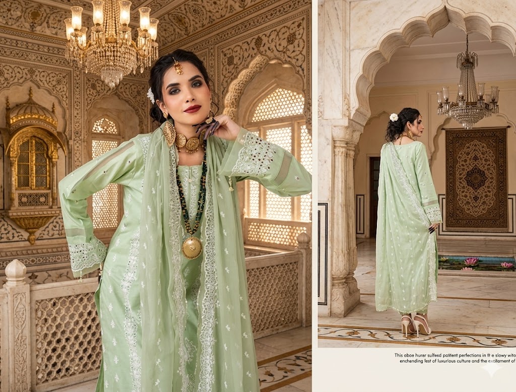 Luxury Embroidered Lawn 3PC – Mint Elegance - Image 2