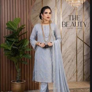 Alternative view of Ice Blue Embroidered Lawn 3PC
