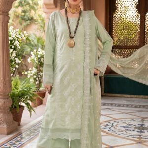 Luxury Embroidered Lawn 3PC – Mint Elegance