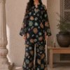 Black Floral Printed 2 Piece Unstitched Lawn Suit