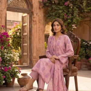 Alternative view of MTJ 3 Piece Unstitched Printed Lawn Suit