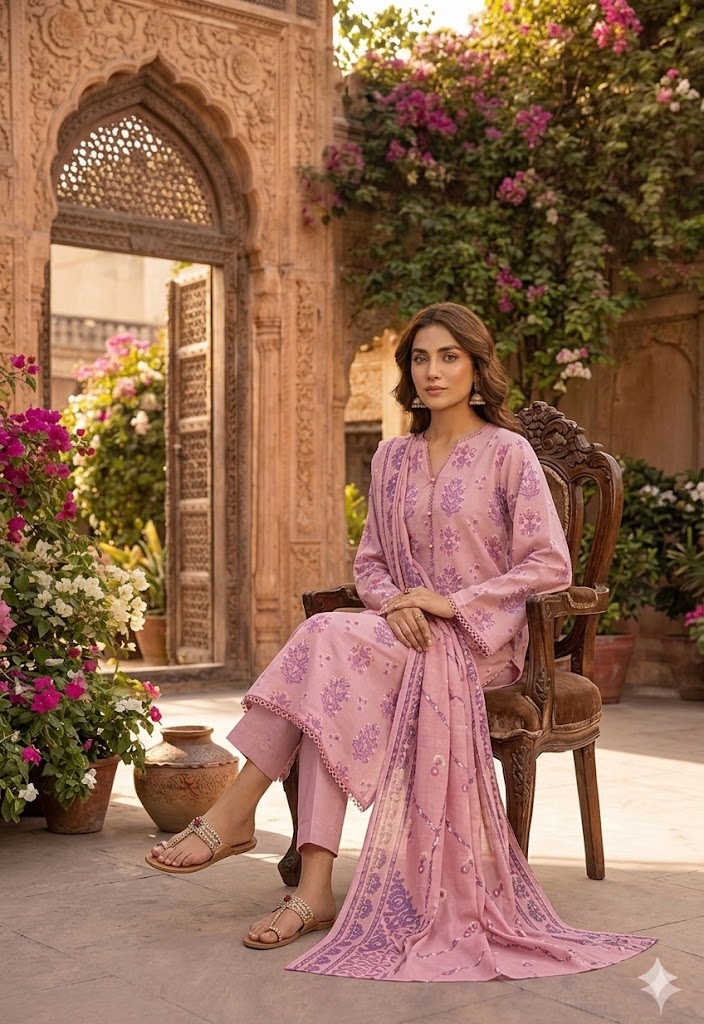 MTJ 3 Piece Unstitched Printed Lawn Suit - Image 2