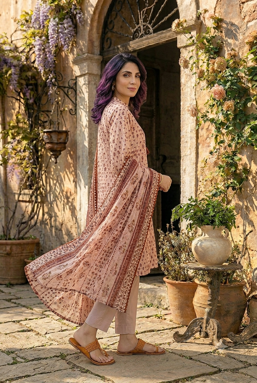 MTJ Premium 3 Piece Unstitched Printed Lawn Suit - Image 2
