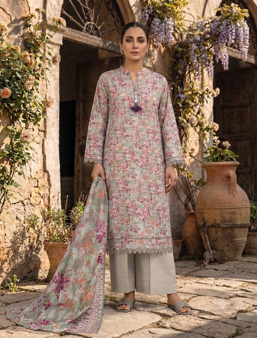 MTJ Unstitched Printed Lawn Suit
