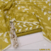 3 Piece Unstitched Printed Lawn Suit – Mustard Yellow Leaf Print