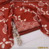 3 Piece Unstitched Printed Lawn Suit – Rust Red Traditional Print