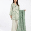 MTJ 3 Piece Unstitched Printed Lawn Suit – Green & White Floral