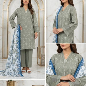 Alternative view of MTJ 3 Piece Unstitched Printed Lawn Suit